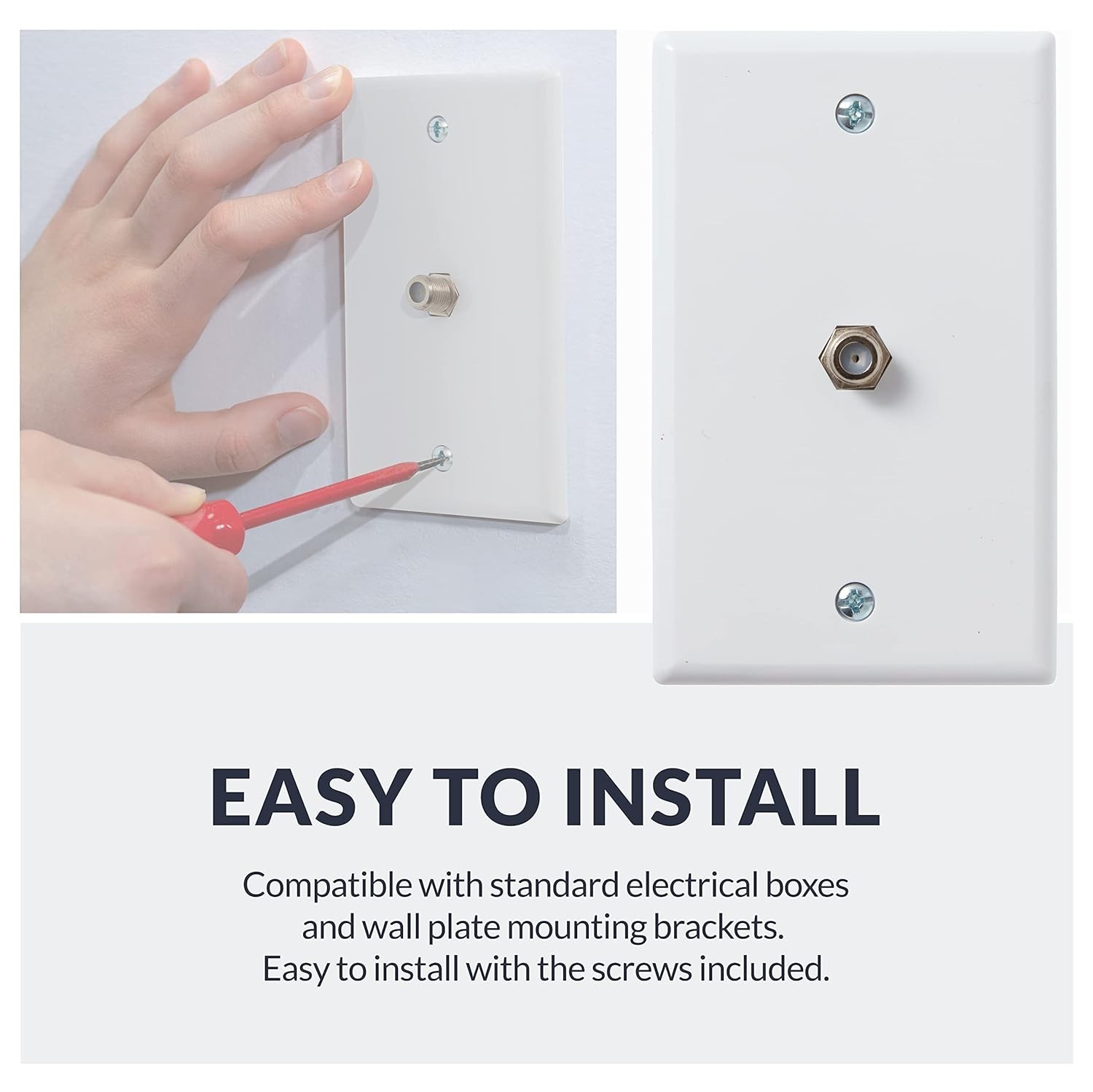 TV/Cable – 5 Wall Plates Newhouse Hardware, 2.75 x 4.5 in. w F-Connector, White