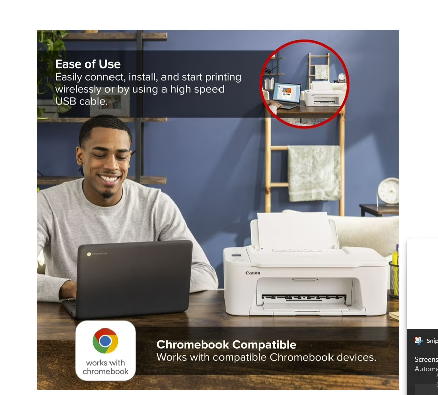 Canon PIXMA TS3722 Wireless All-In-One Inkjet Printer for Home Office