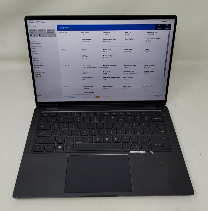 DELL LATITUDE 9430 Laptop Intel 12TH GEN I5-1245U 16GB 512GB SEE NOTES