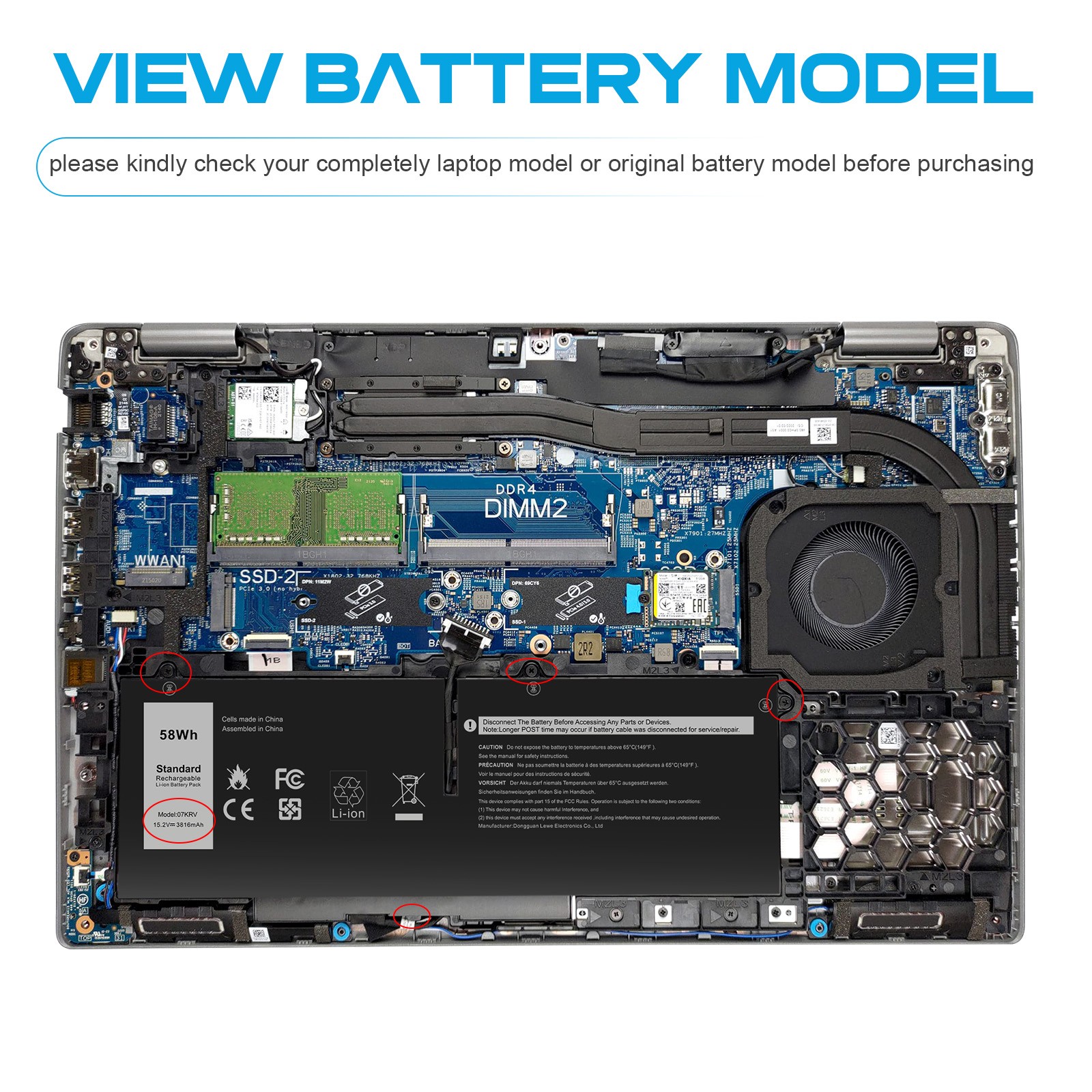 ✅New 58Wh 07KRV Battery for Dell Latitude 5330 5430 Precision 3570 H4PVC Y86WG