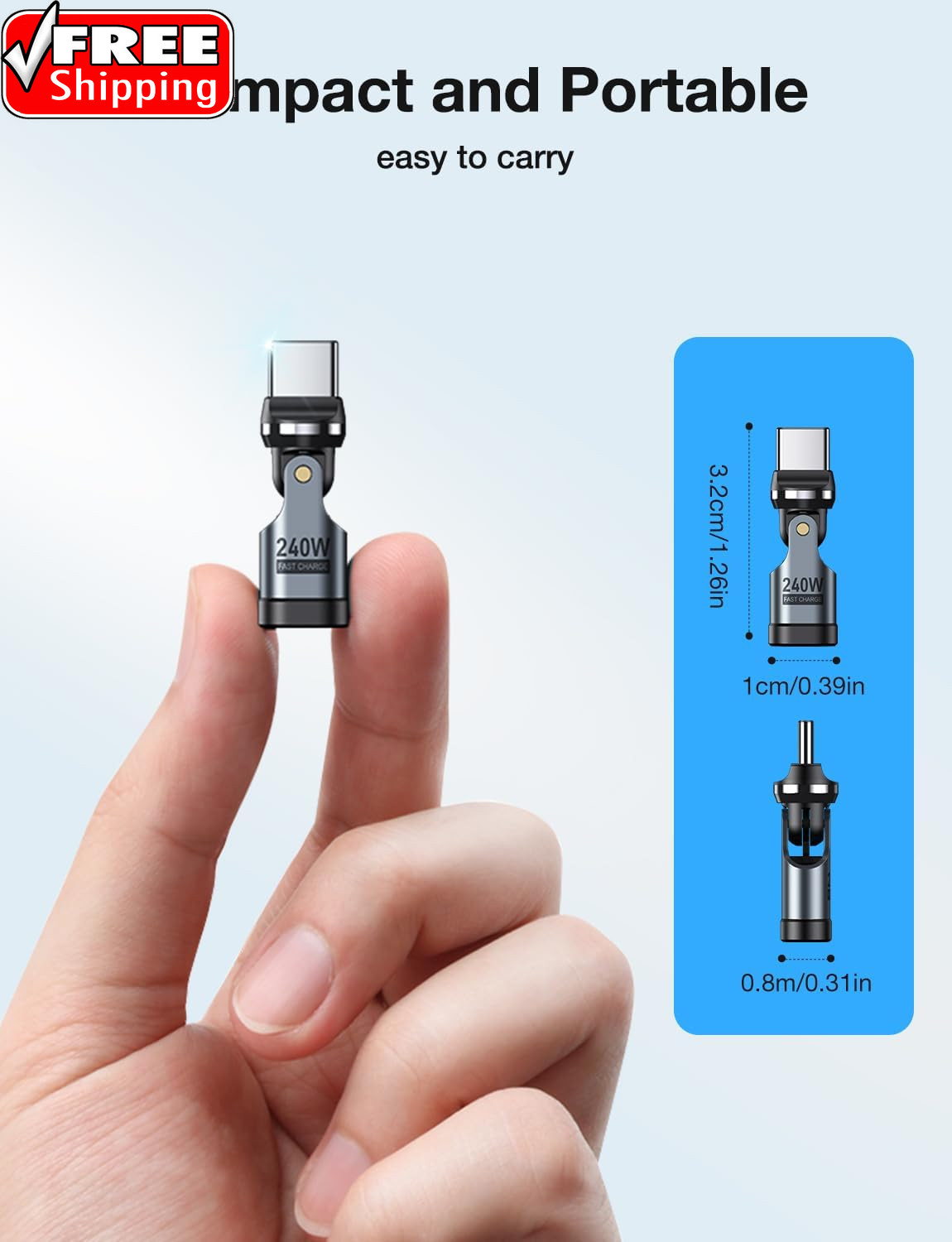 USB C Adapter [2-Pack], PD 240W USB C 90 Degree Adapter, USB Type C Right Angle
