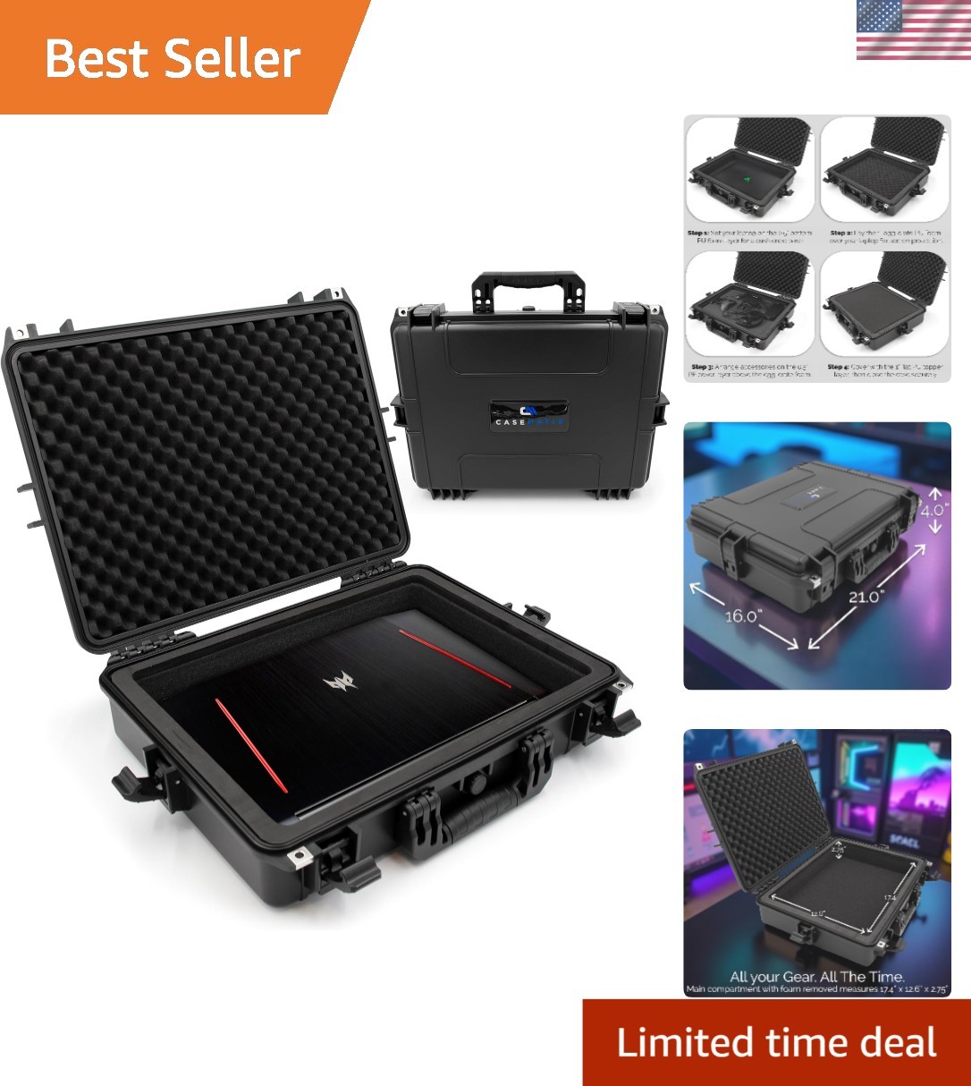 Ultimate Protection Waterproof Hard Case for 15.6-17.3″ Laptops & Accessories
