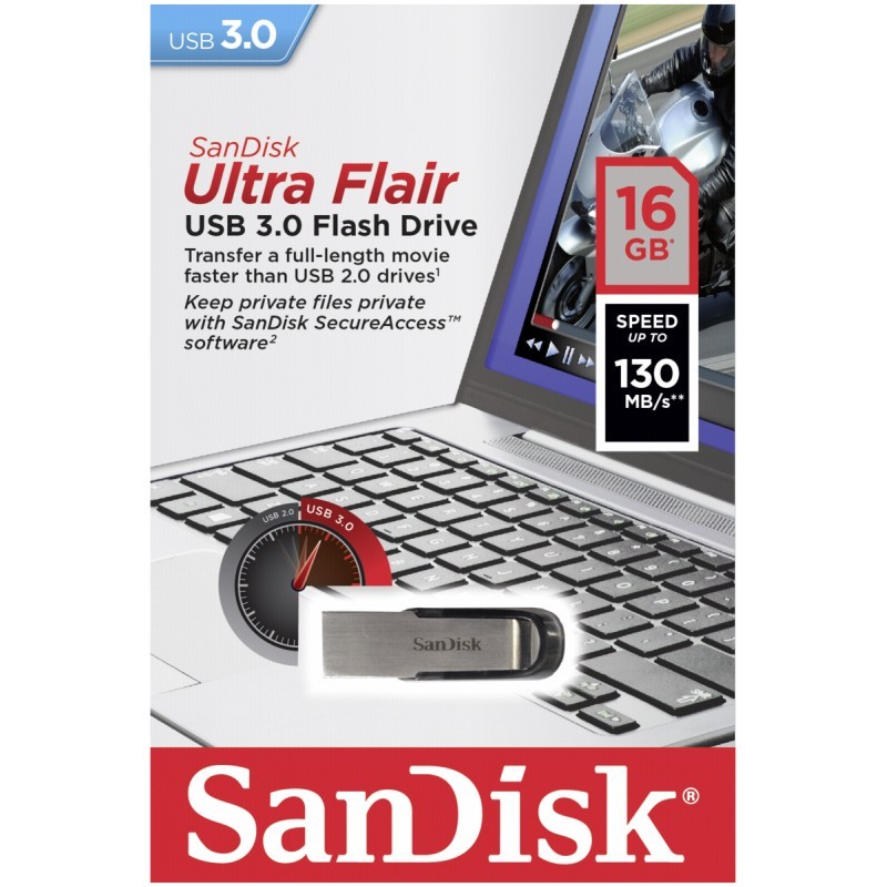SanDisk 16GB Cruzer Ultra Flair USB 3.0 130MB/s Flash Mini Pen Drive Fast SDCZ73