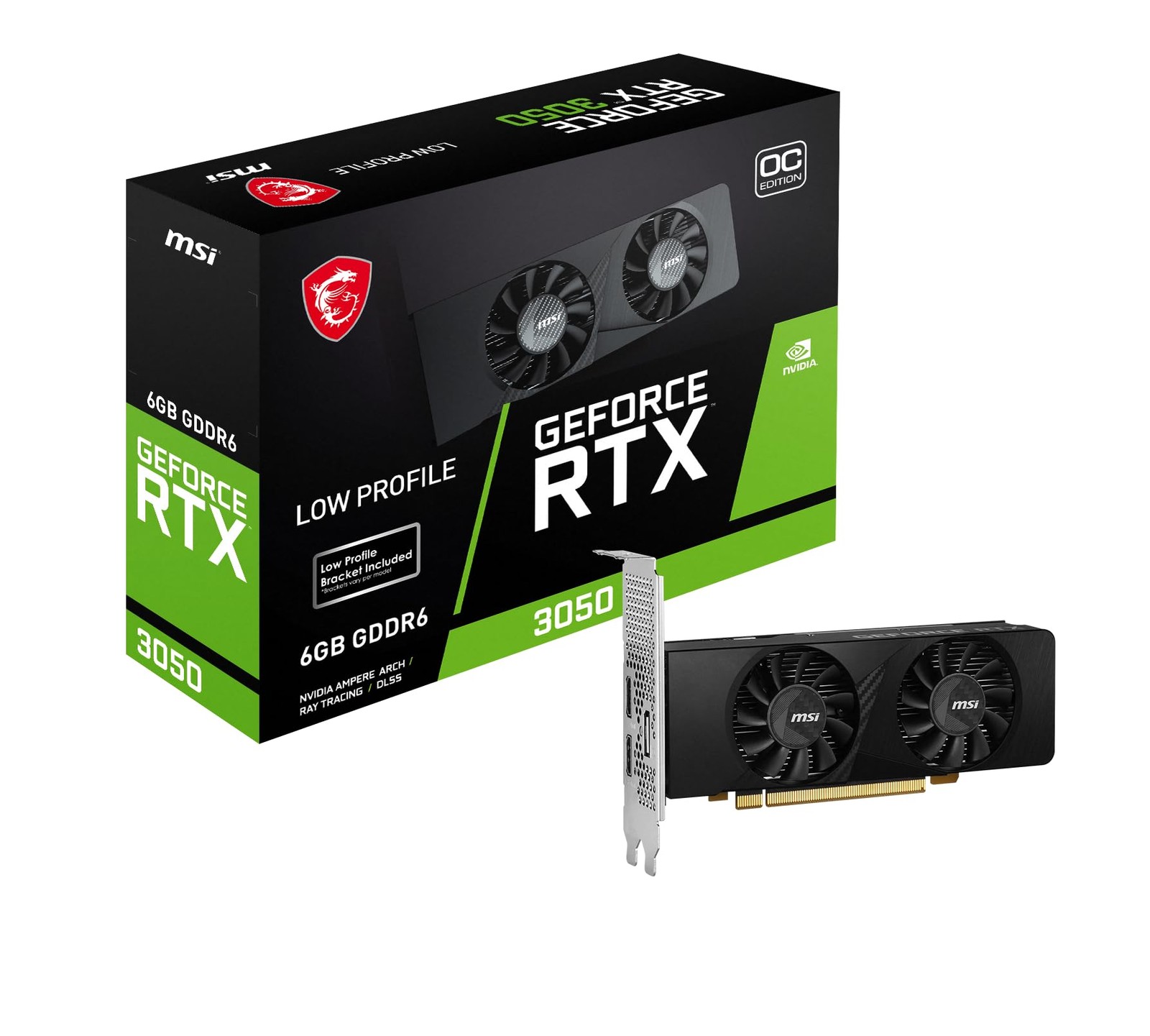 MSI GeForce RTX 3050 LP 6G OC Gaming Graphics Card – 6GB GDDR6, 1492 Black