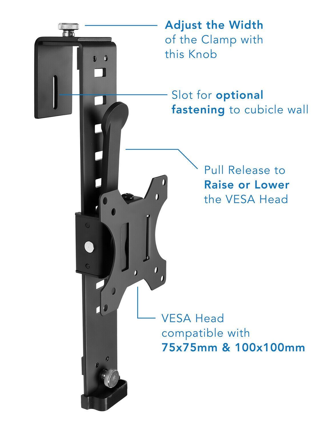 Mount-It! Cubicle Monitor Mount Hanger Attachment | Fits 17-32 Inch Screens