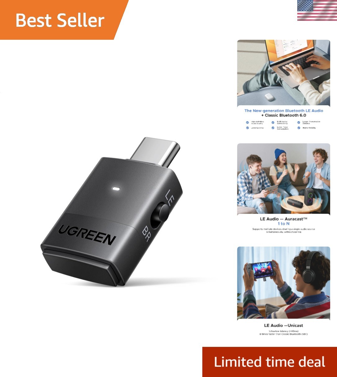 Advanced Bluetooth 6.0 USB-C Adapter for Wireless Headphones – Gaming & Music