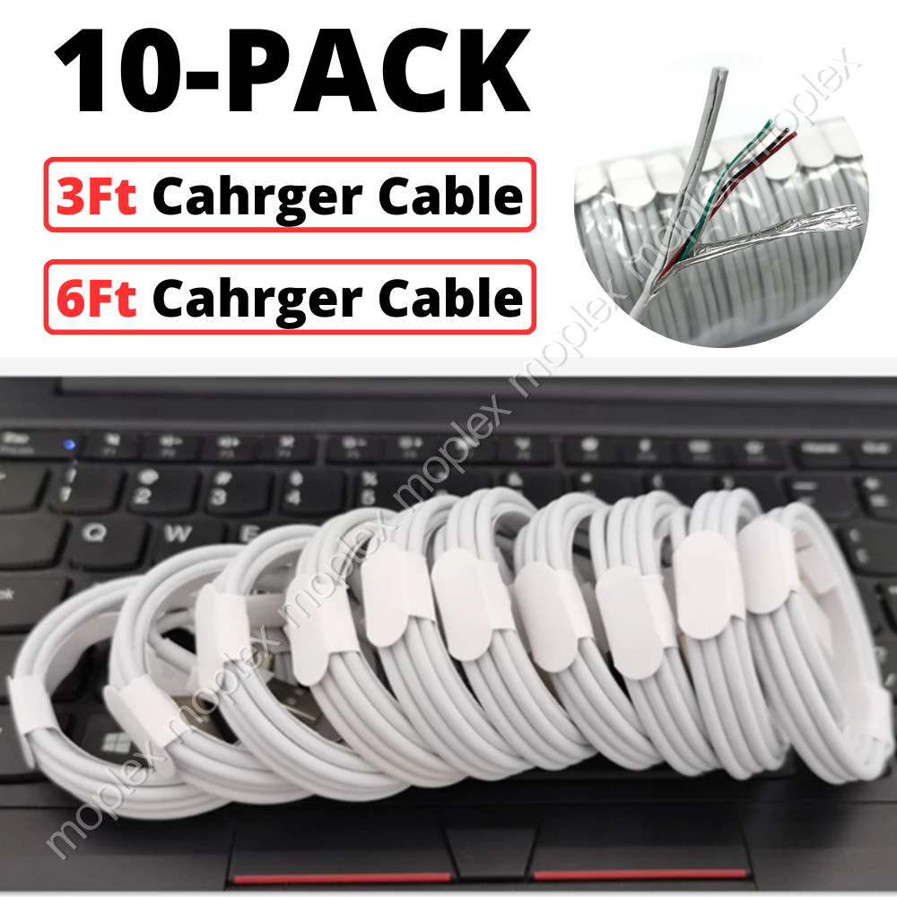10 Pack USB Charger Cable Cord For Apple iPhone XR 11 12 13 14 Pro Max Wholesale