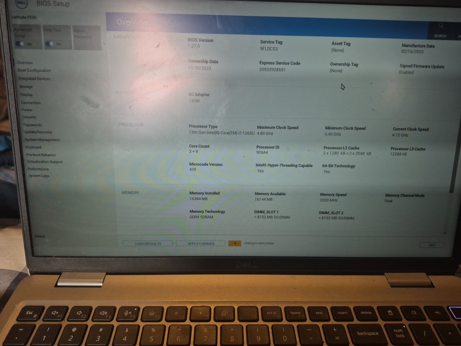 Dell Latitude 5530 15.6″FHD Laptop Intel Core i7-1265U 16 GB RAM NO SSD &Battery