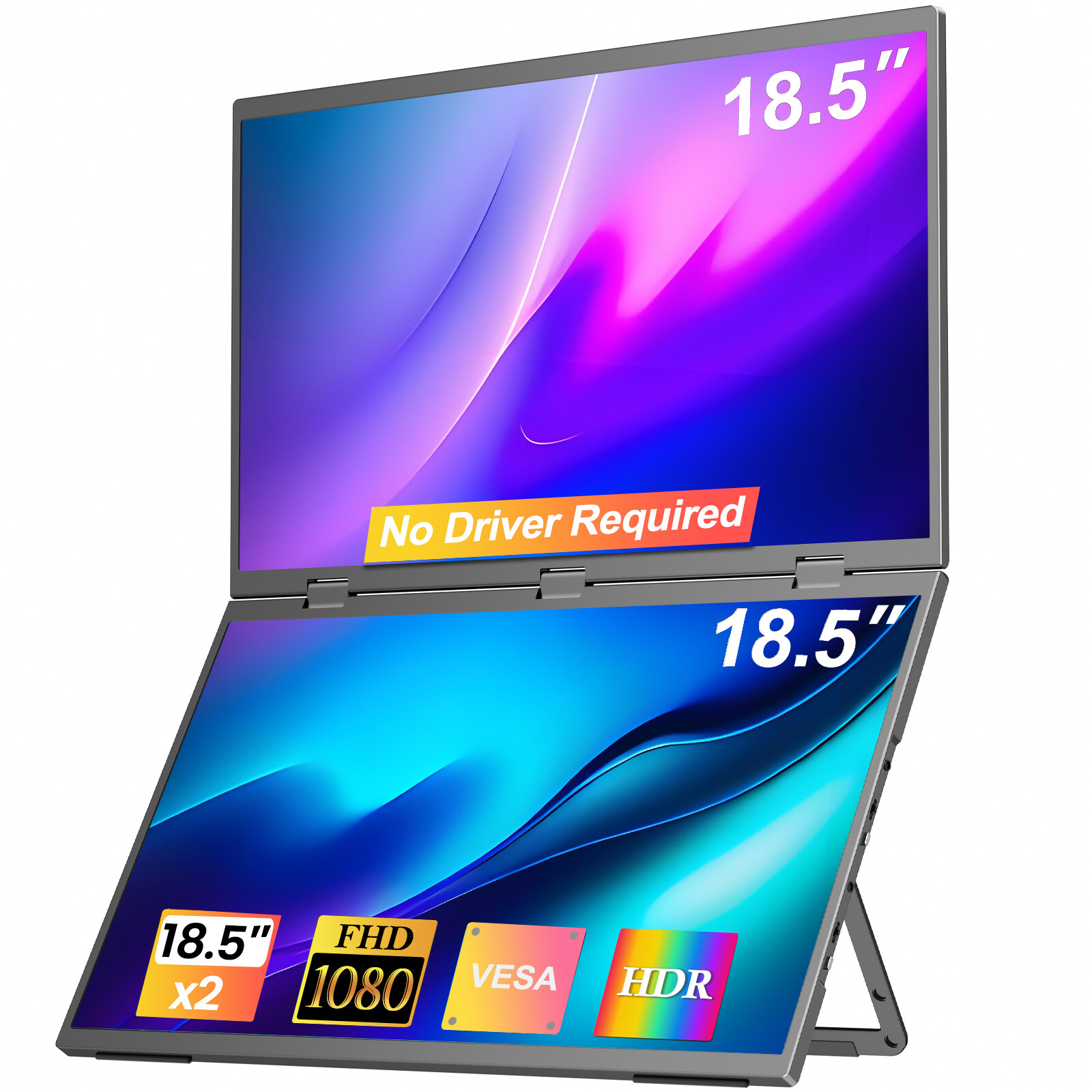 Dual Monitor for Laptop Extender 18.5″ 1920×1080 Folding Monitor 2000:1 400nits