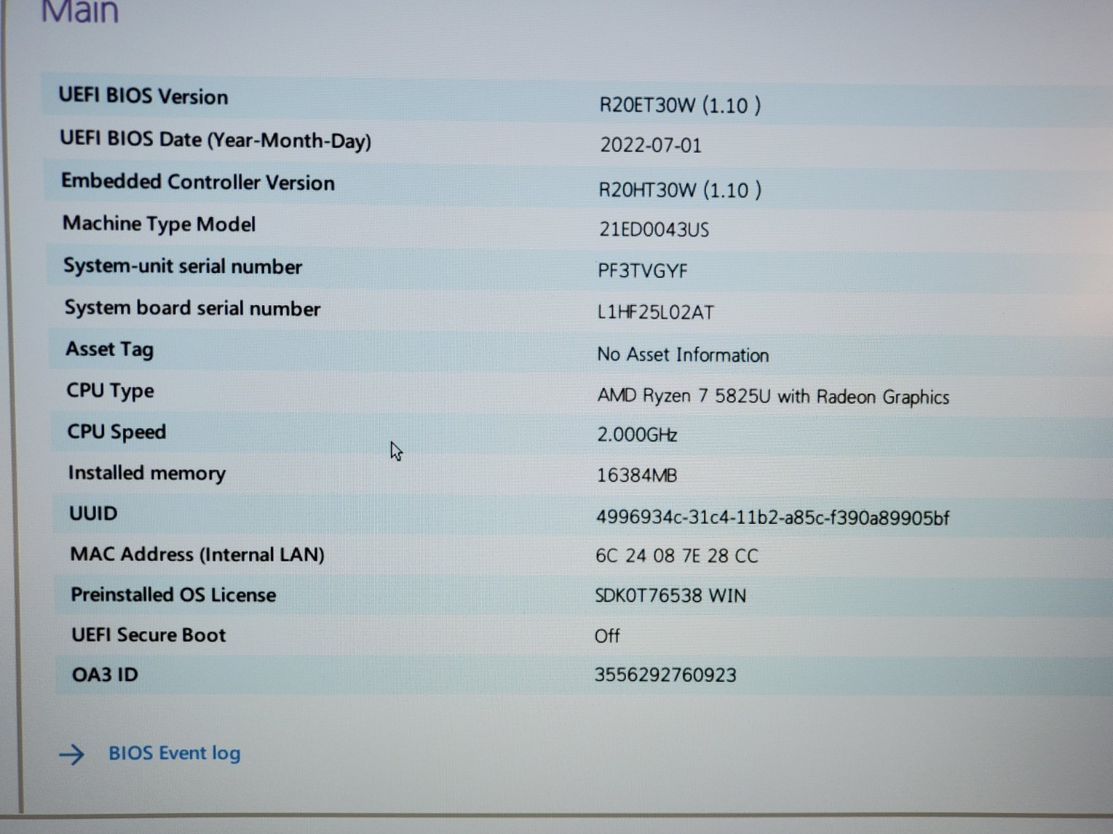 Lenovo ThinkPad E15 Gen 4 Ryzen 7 5825U 2.00GHz/ 16GB / 512GB SSD #P 2984
