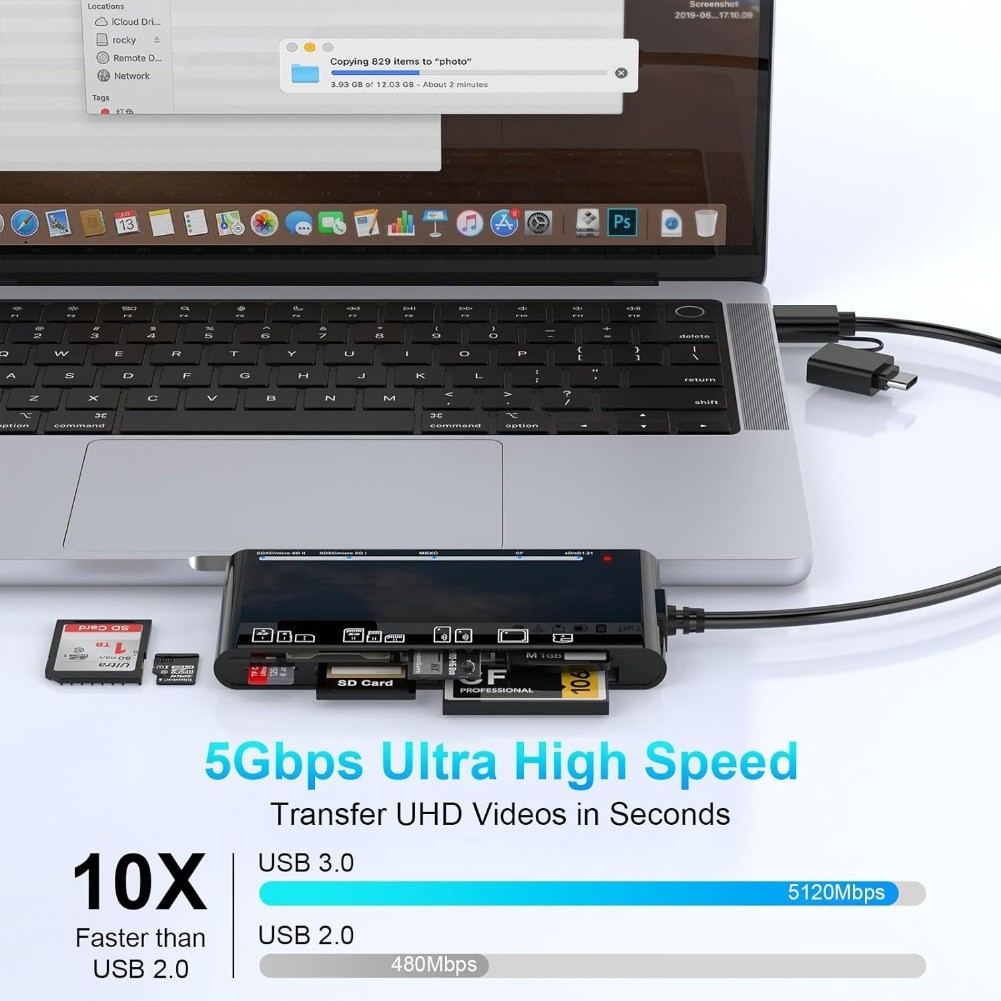 7 in 1 USB 3.0 Memory Card Reader Adapter Hub, for SD, CF, TF, Micro SD, XD, MS