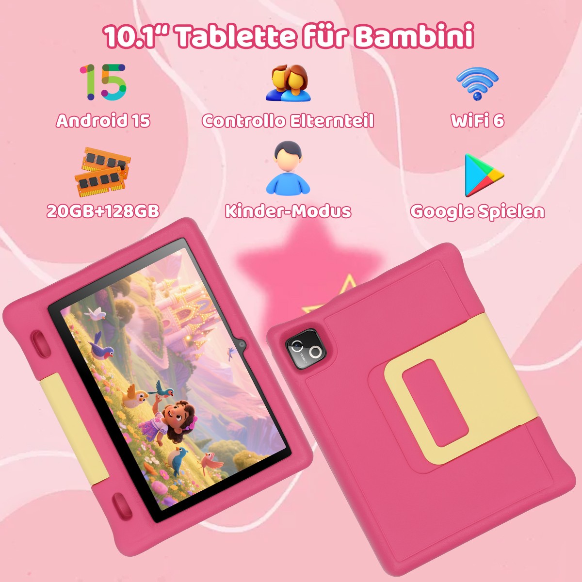 2026 Android 15 Tablet for Kids 3-12 10.1 inch Octa-Core 20GB RAM 128GB ROM WiFi