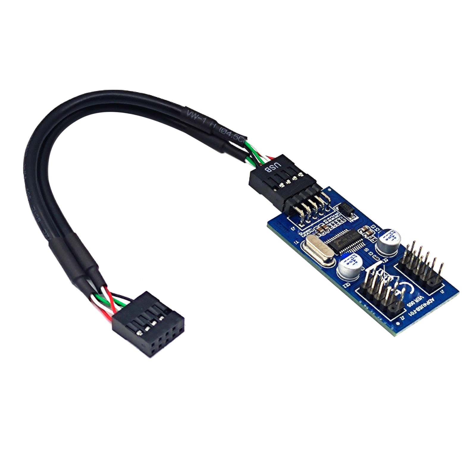 Internal 9-Pin USB2.0 Splitter 1 Male To 2 Female Motherboard Pin to PC Case b