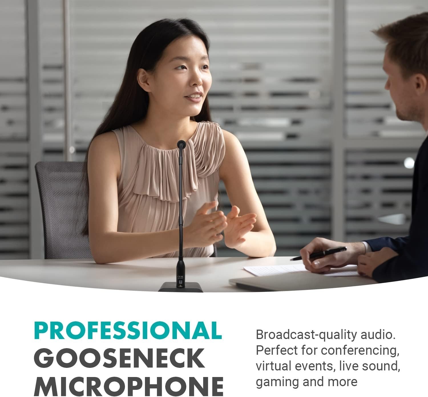 Movo GM-5 Professional 18-inch Gooseneck Microphone with USB Interface Stand