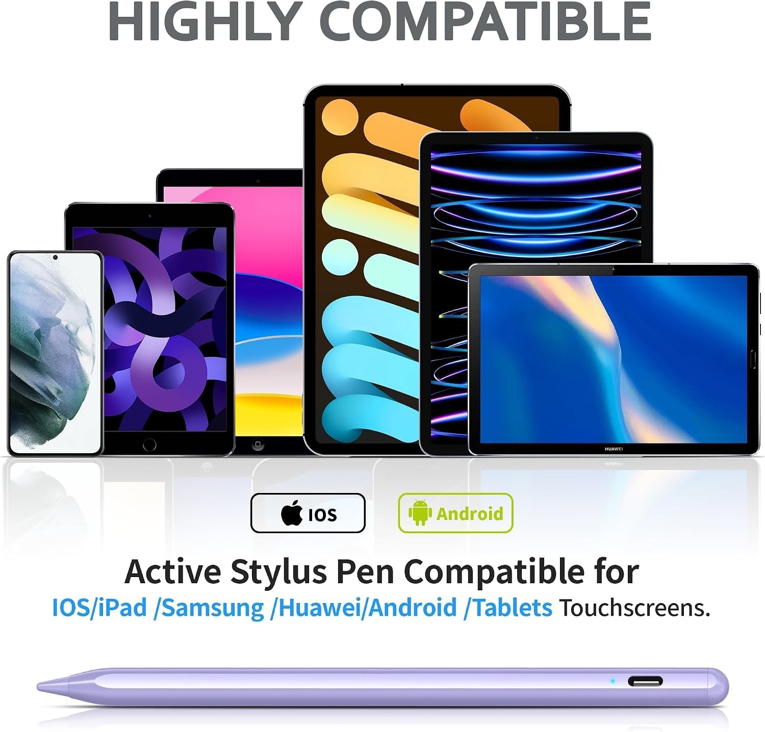 Versatile iOS & Android Stylus Pen – User-Friendly Rechargeable Design with Tips
