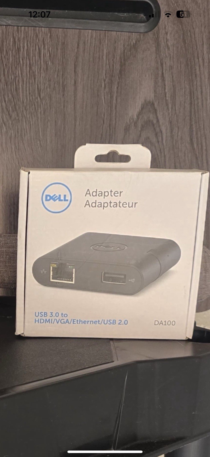 Dell DA100 USB 3.0 to HDMI VGA Ethernet USB 2.0 Multi-Port Adapter Black