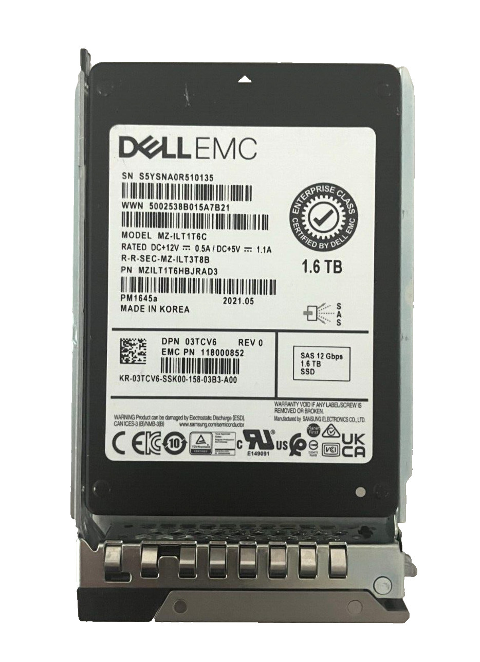 DELL MZILT1T6HBJRAD3 SSD 1.6TB SAS 12Gb/s 2.5″ 03TCV6 PM1645a 512 b/s