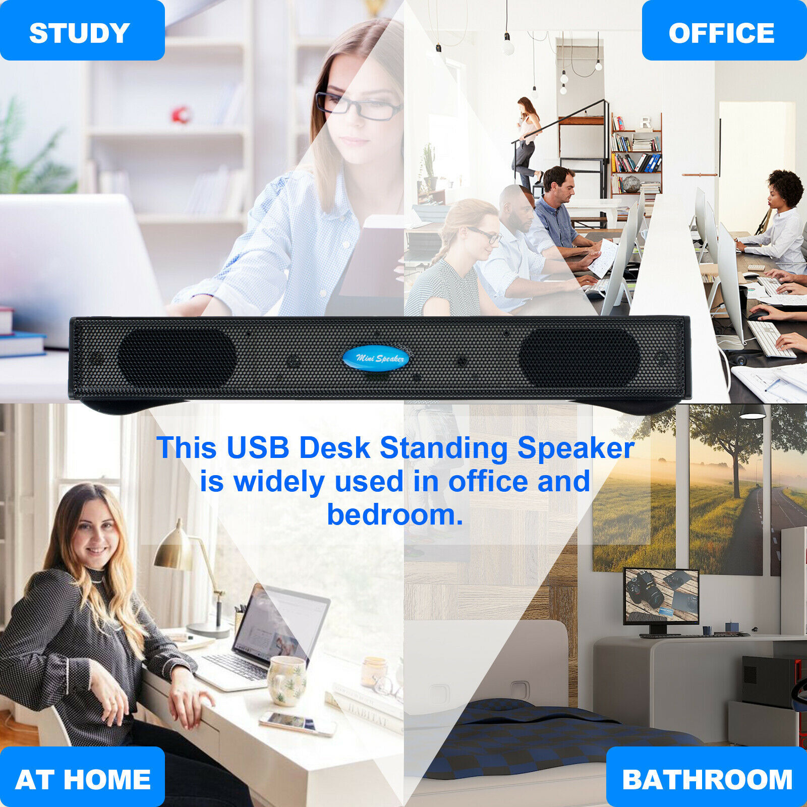 Wired USB Computer Speakers Stereo Sound Bar With Clip For PC laptop Desktop