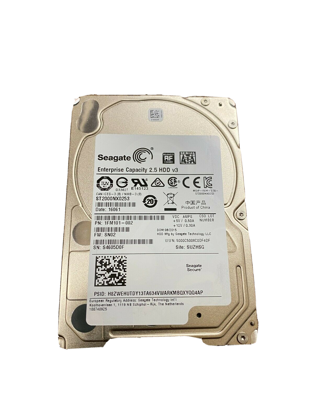 Seagate 2TB 7.2K 2.5″ SATA III Enterprise 2.5 v3 HDD ST2000NX0253 1FM101-002