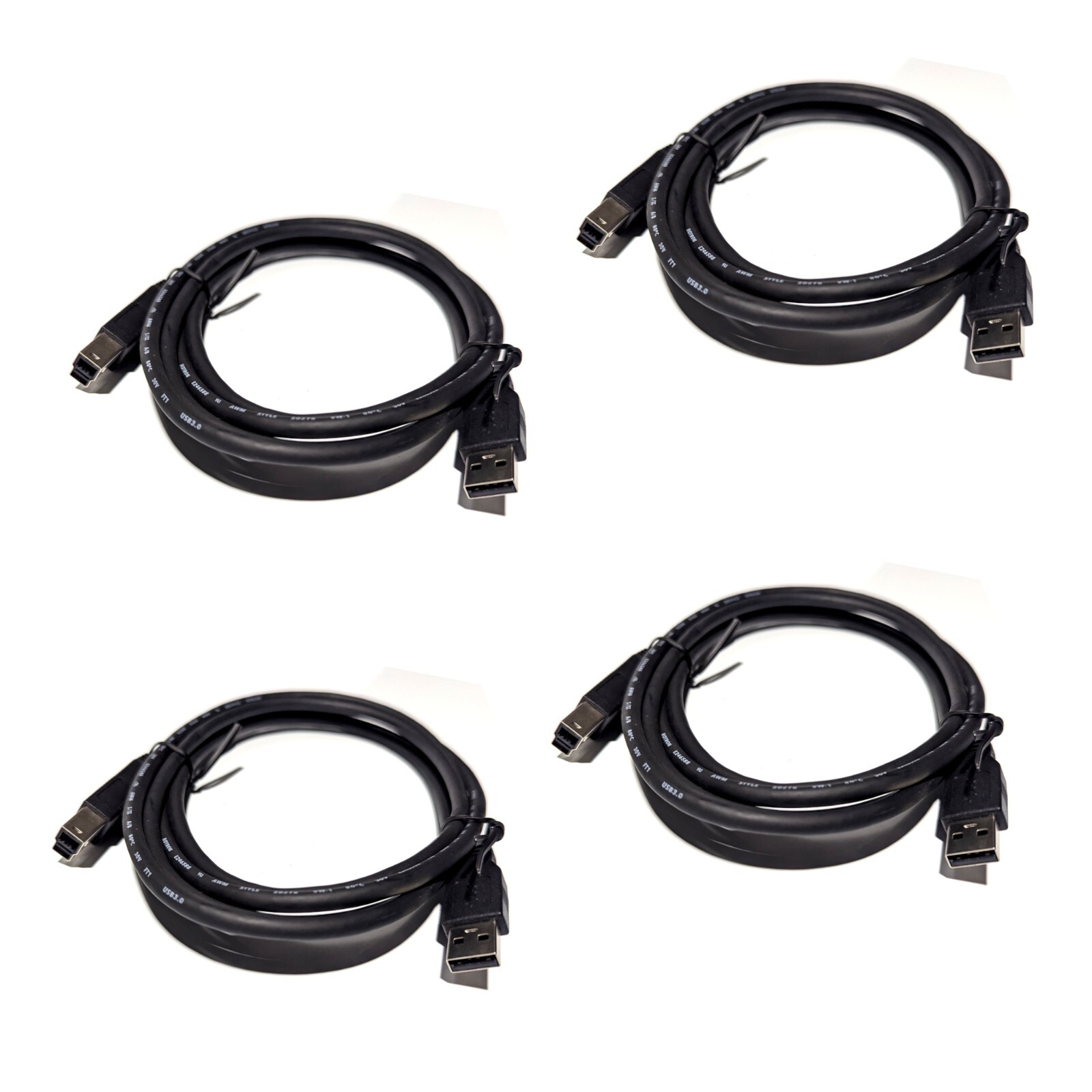 Amphenol 6′ USB 3.0 Cable 6 Feet (Lot of 4) USB-A Male to USB-B Male AST RUB3…