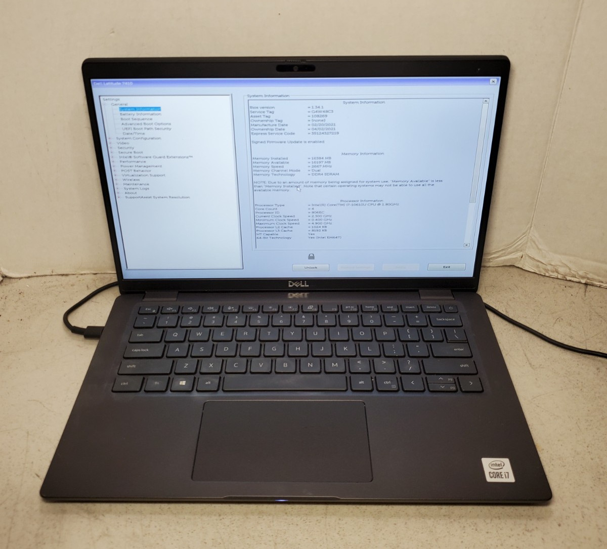 Dell Latitude 7410 14″ Laptop i7-10610U 16GB RAM NO SSD/OS! BIOS PW! #69