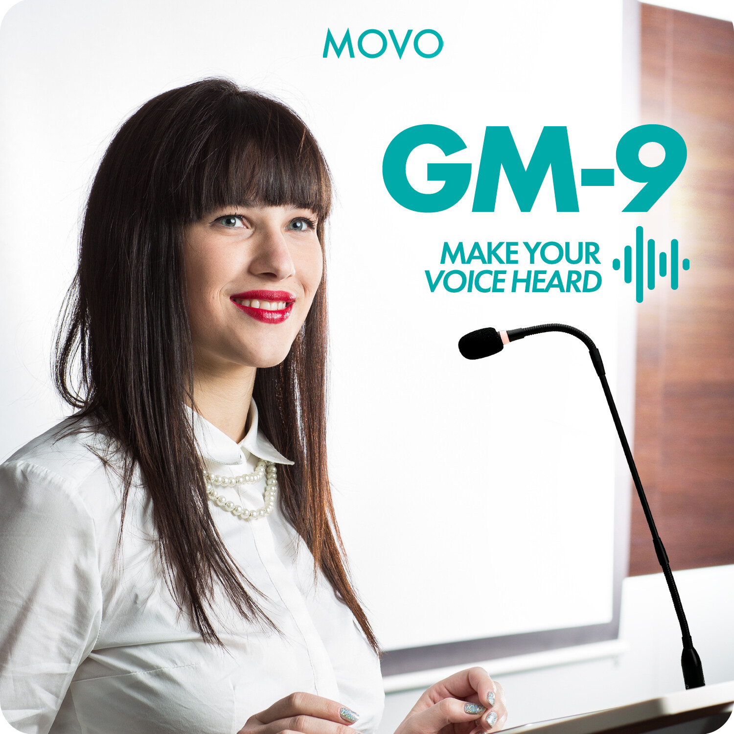 Movo GM-9 Professional 18-inch Gooseneck XLR Podium Microphone