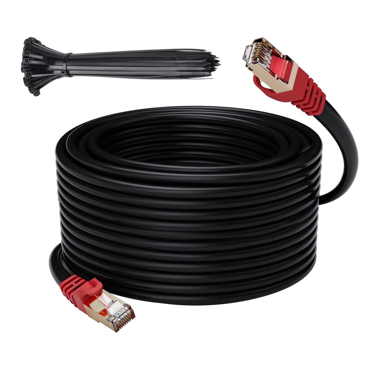 Cat 6E Cat 7 Outdoor Ethernet Cable 200 FT,Adoreen 10Gbps Heavy-Duty Shielded…