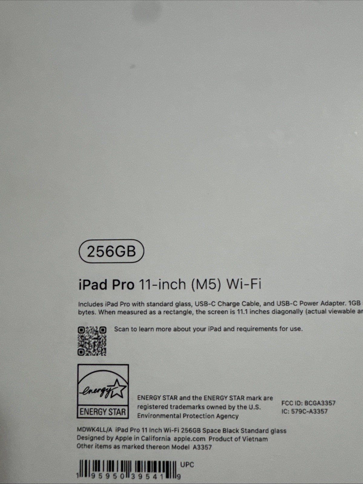 Apple iPad Pro 11″ inch M5 Chip Wi‑Fi 256GB Space Black Brand New MDWK4LL/A