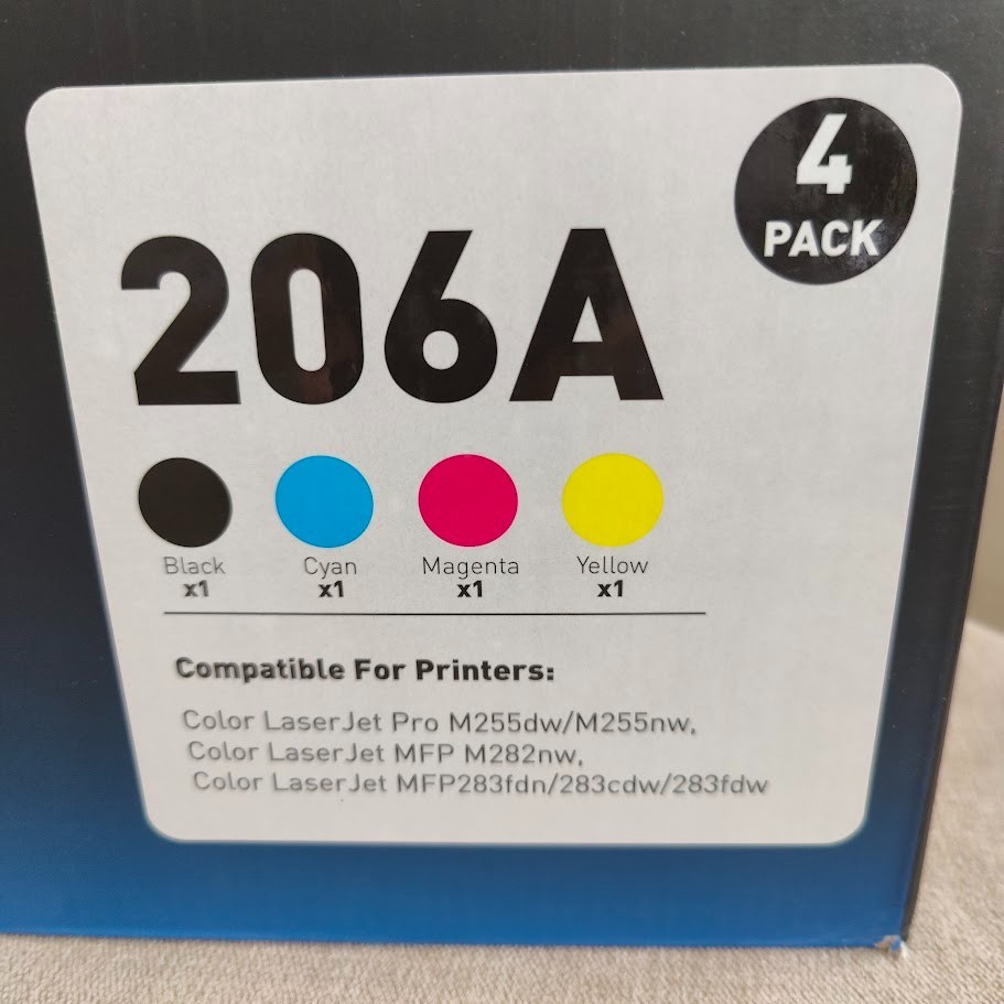 206A Toner Cartridges 4 Pack (with Chip) Compatible Replacement for HP 206A 206X