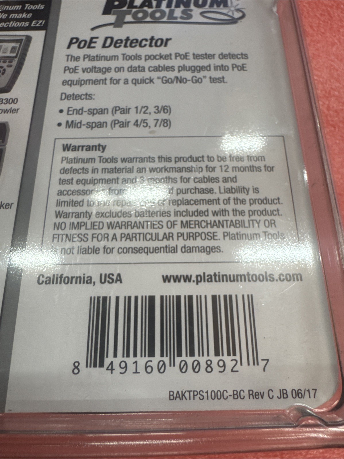 Platinum Tools Pocket Poe Detector Clamshell Accessory Box TPS100C bin11