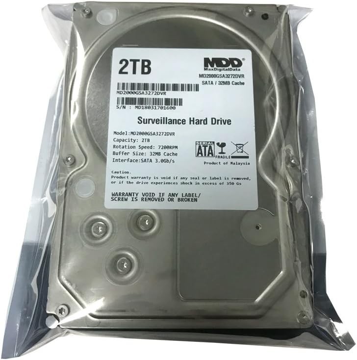 Efficient 2TB 7200RPM HDD, Perfect for 24/7 Surveillance and Security Monitoring