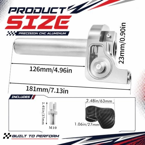 7/8″ 22mm CNC Quick Twist Throttle Kit – Universal Aluminum Type B Silver