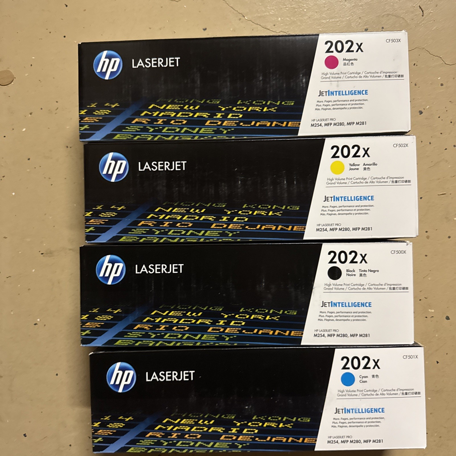 HP 202X High Yield Toner Set (Black, Magenta, Cyan, Yellow) – Pack Of 4 – NEW!!!