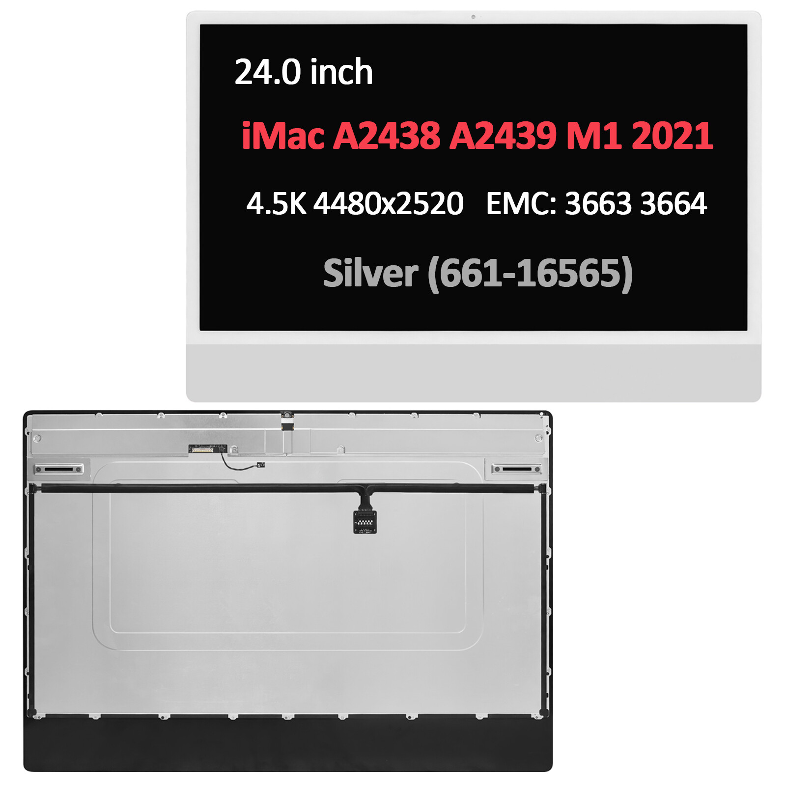 A2438 A2439 For iMac 24″ 4.5K EMC 3663 3664 LCD Screen Assembly Silver 661-16565