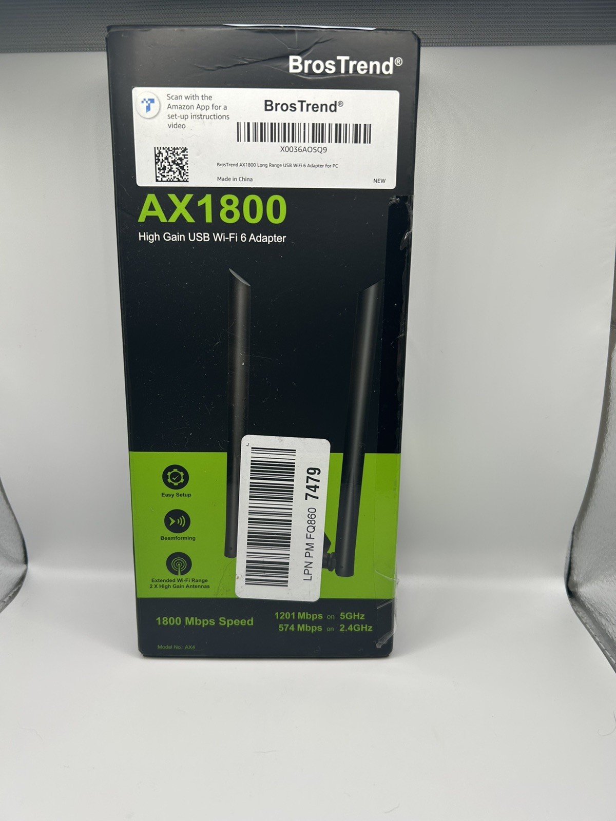 BrosTrend USB WiFi 6 Adapter AX1800 Long Range WiFi USB Adapter for PC Laptop