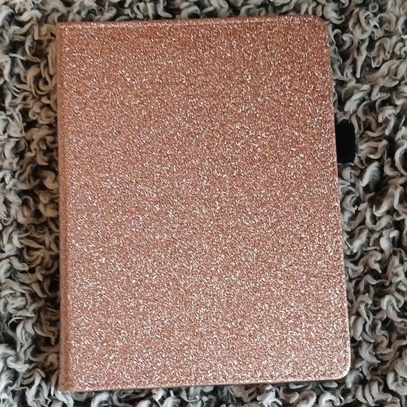Vintage Book Folding Folio Case Synthetic Leather Rose Gold/Black