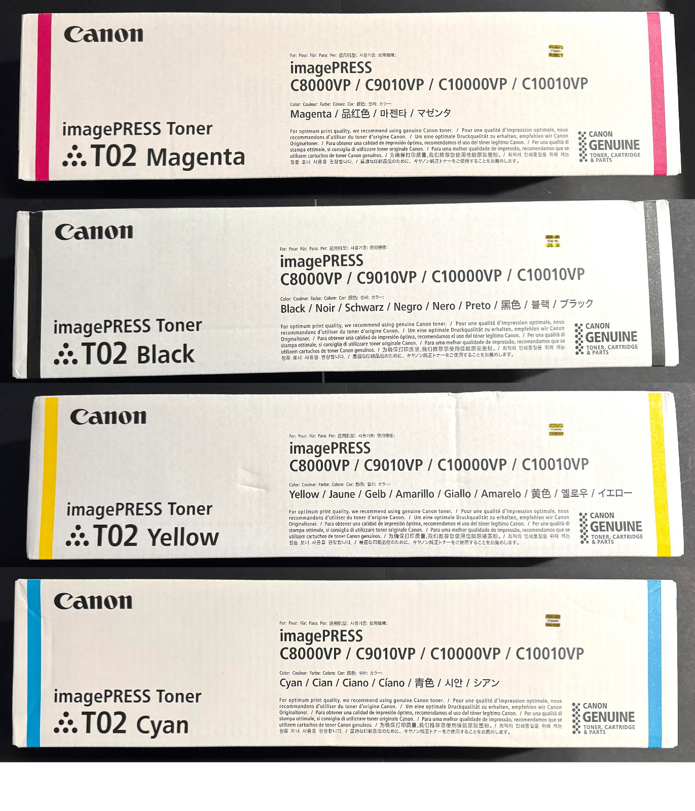 Canon T02 Toner Cartridge SET Yellow Magenta Cyan, Black imagePRESS C10000VP