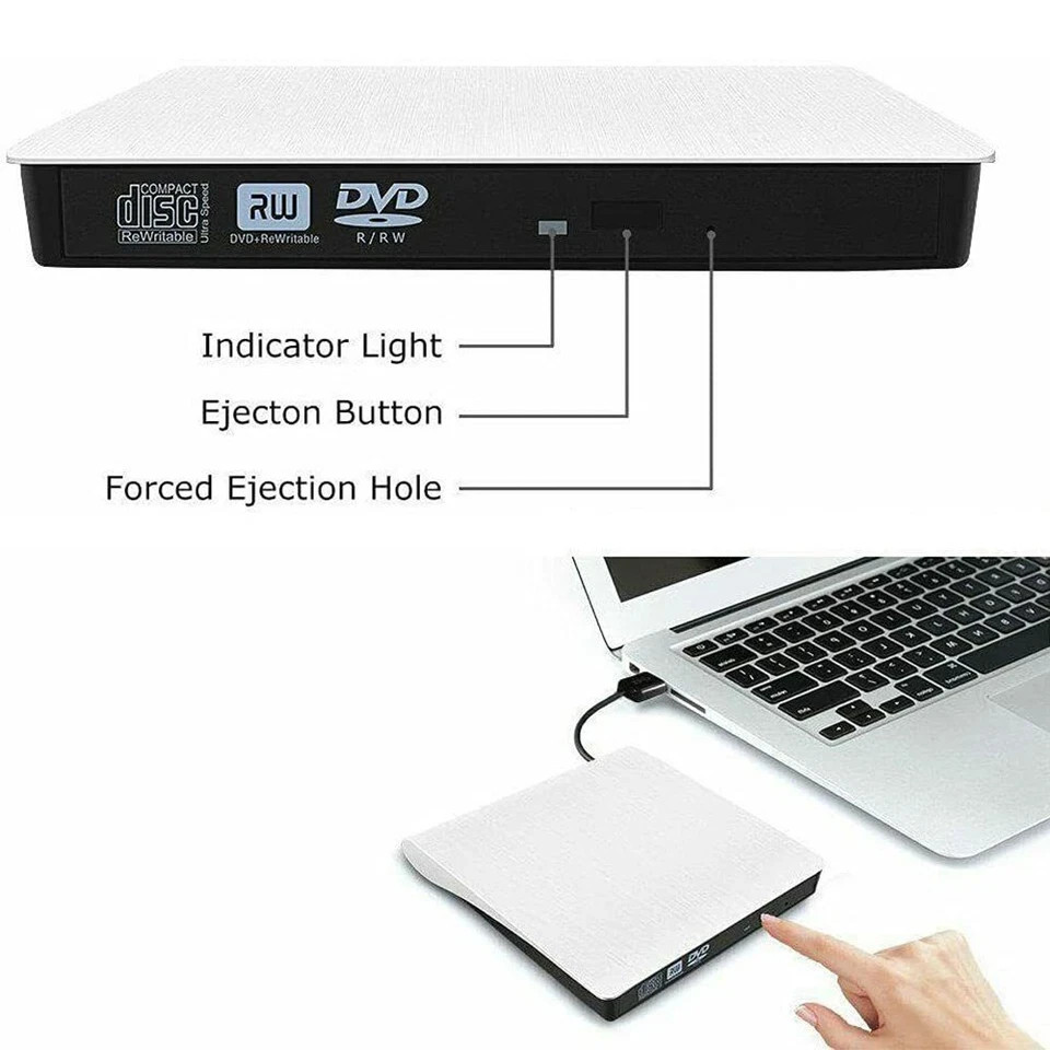Slim External CD DVD Drive USB 3.0 Disc Player Burner Writer For Laptop PC Mac