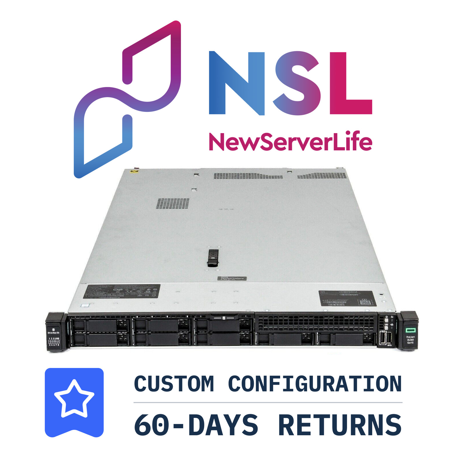 HP ProLiant DL360 Gen10 8SFF 2x Gold 6230 2.1GHz =40 Cores 64GB P408i-a 4xRJ45