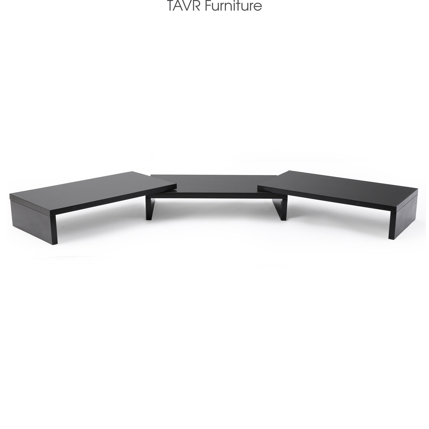 Wooden Dual Monitor Stand Risers with Adjustable Length and Angle 3 Shelf