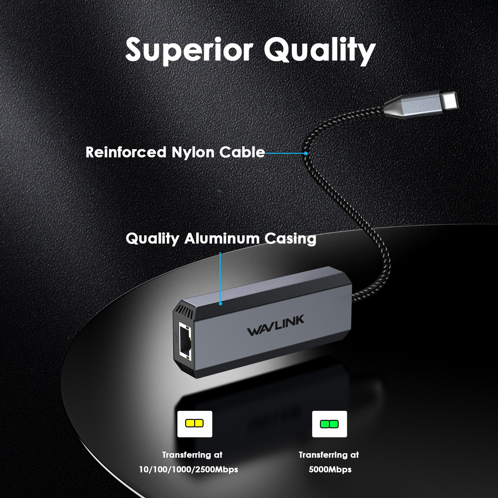 USB-C Gigabit Ethernet LAN RJ45 5000Mbps Network Adapter 95W PD Driver-free