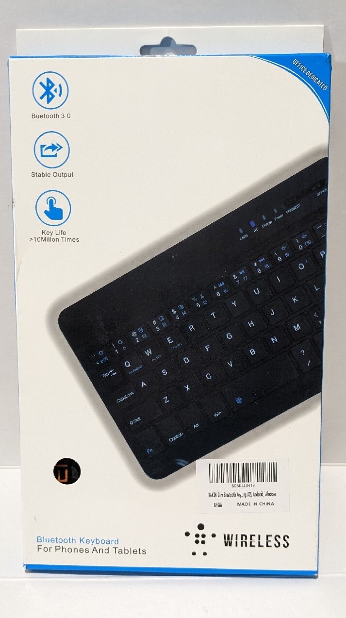 BAKEN 10-Inch Wireless Bluetooth Keyboard for All IOS, Android, iPhone, Tablets