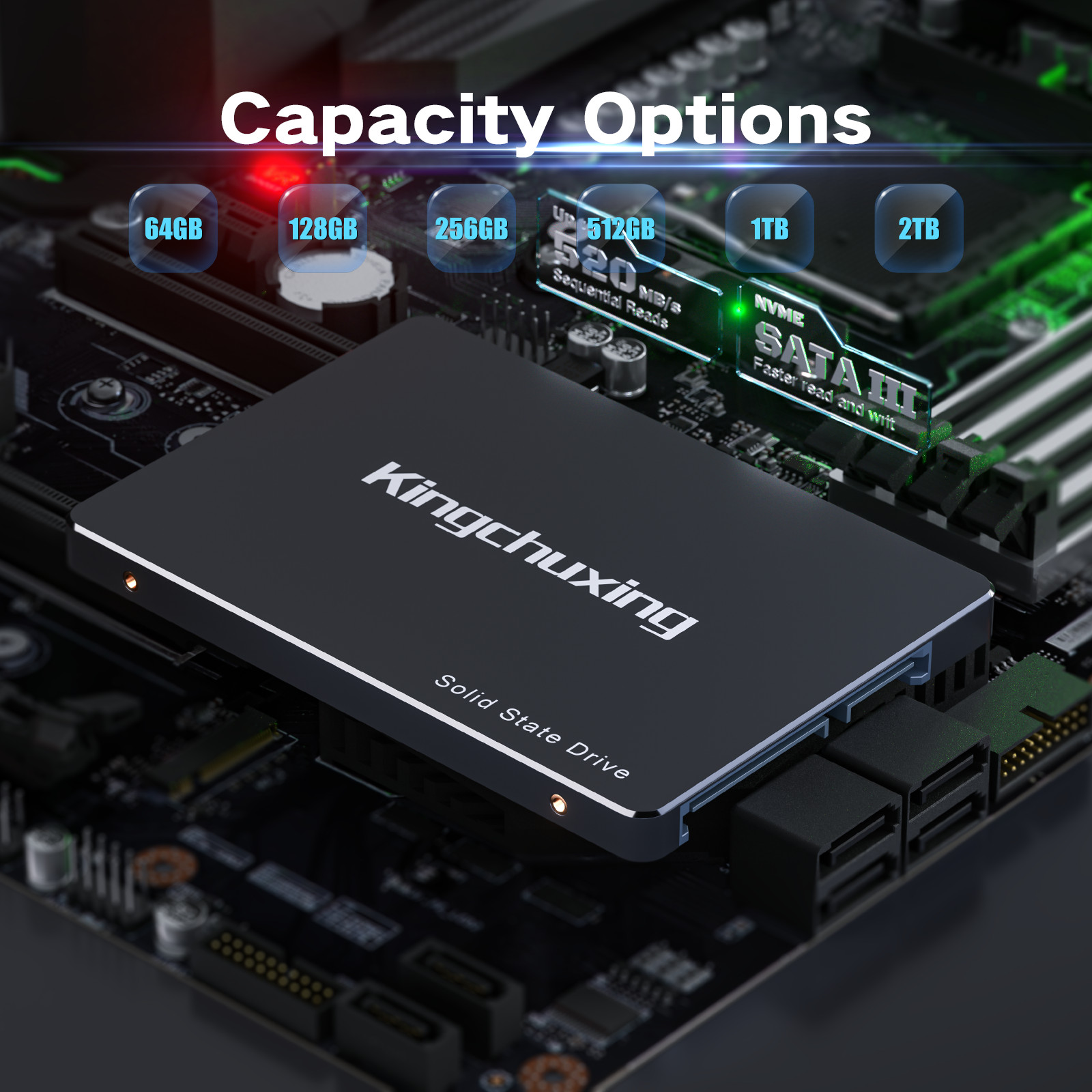 Kingchuxing 128GB SATA III SSD 2.5” 6Gb/s Internal Solid State Drive 530MB/s PC