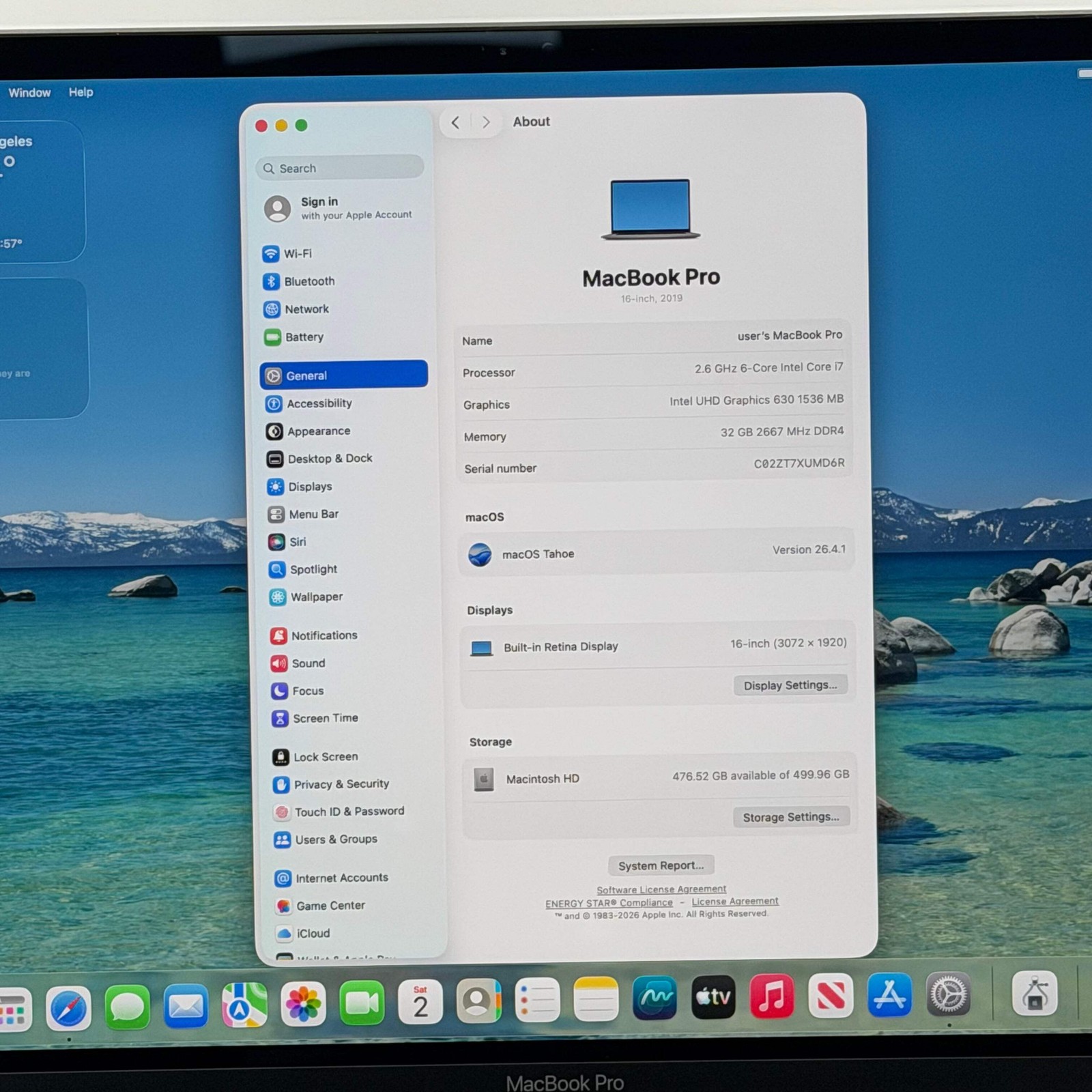 Broken 2019 Apple MacBook Pro 16″ i7 2.6GHz 32GB RAM 512GB SSD Silver A2141 Read
