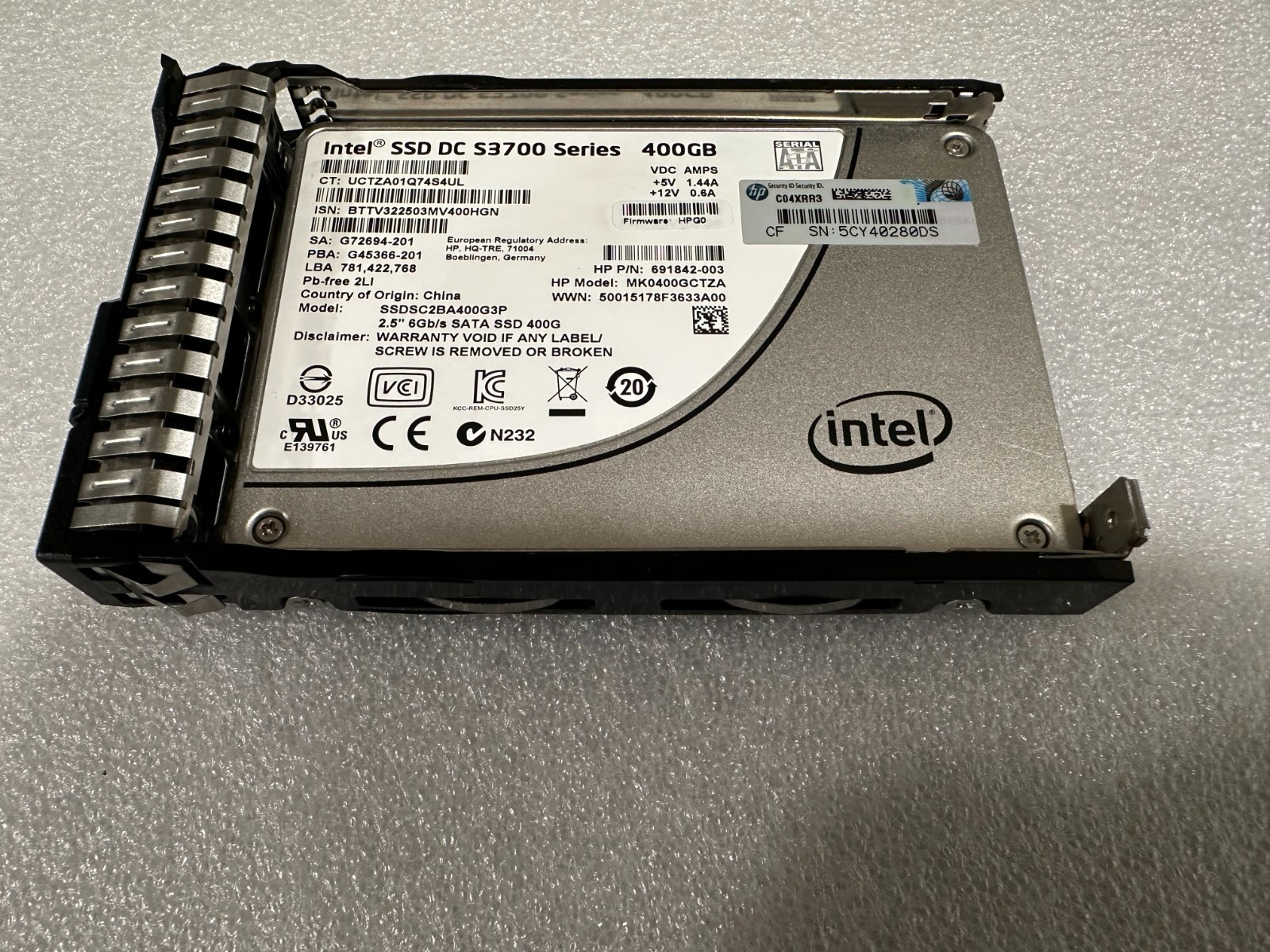 692166-001 691842-003 HP S3700 SERIES 400GB 6Gbps 2.5″ SATA Solid State Drive