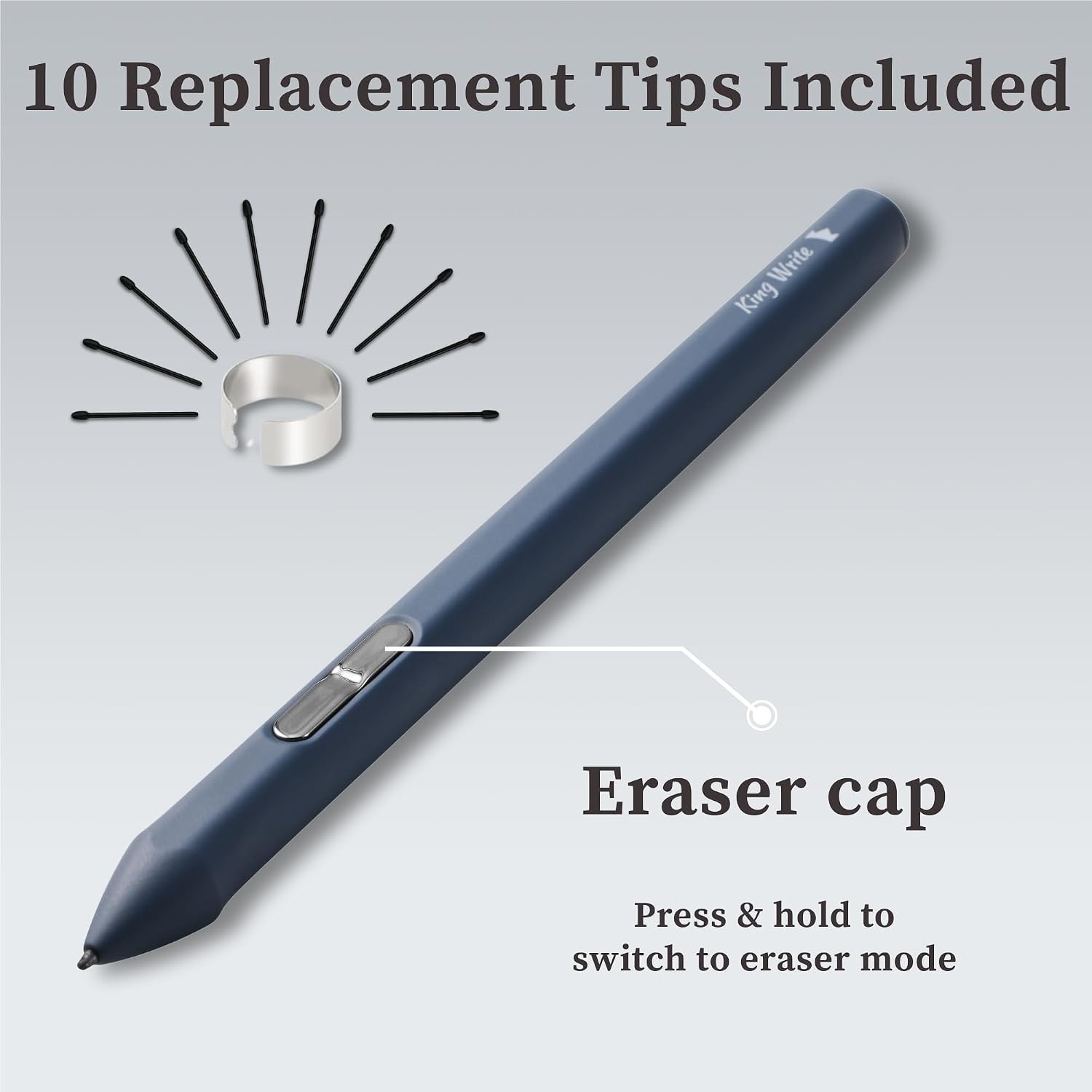 Battery-Free Stylus Pen with Eraser, 4096 Pressure Levels