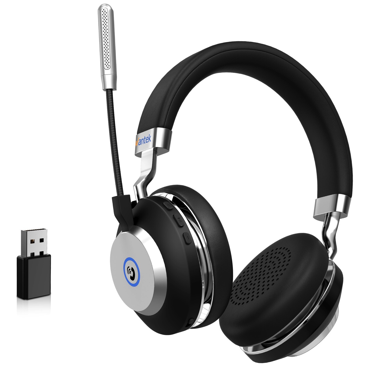 Wantek Wireless Headset with Mic USB Dongle Bluetooth Headphone for Home/Office