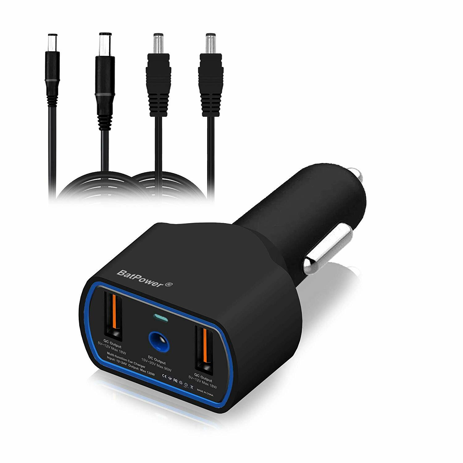 BatPower 120W Car Charger for Dell Latitude Precision Laptop Notebook Smartphone