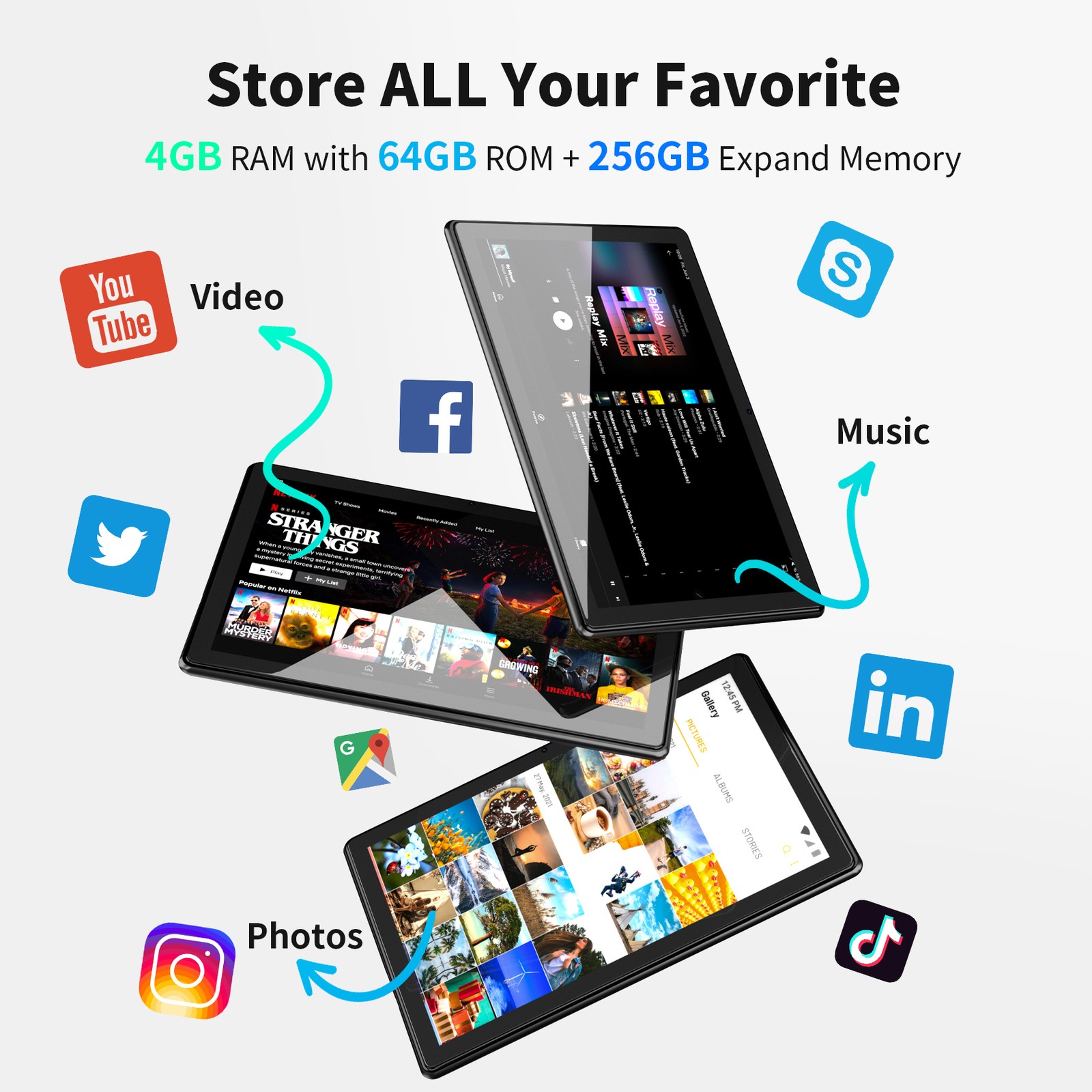 SGIN 10.1 Inch Tablet Android 13 4GB RAM 128GB ROM Octa-Core 2.0Ghz 5MP+8MP WiFi