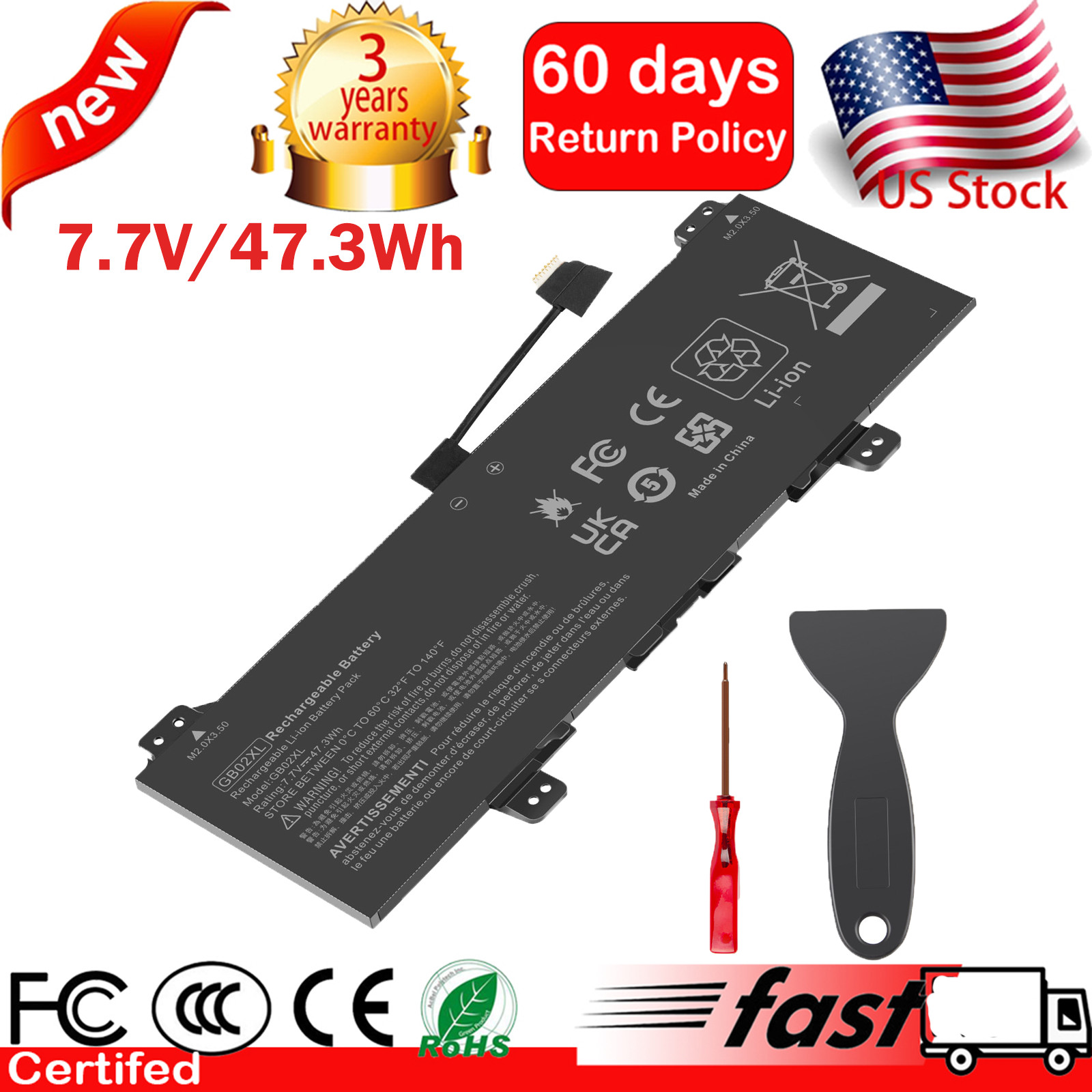 GB02XL Battery for HP CHROMEBOOK 11A G6 G8 EE 11 G7 G8 x360 11 G2 Series 47.3Wh